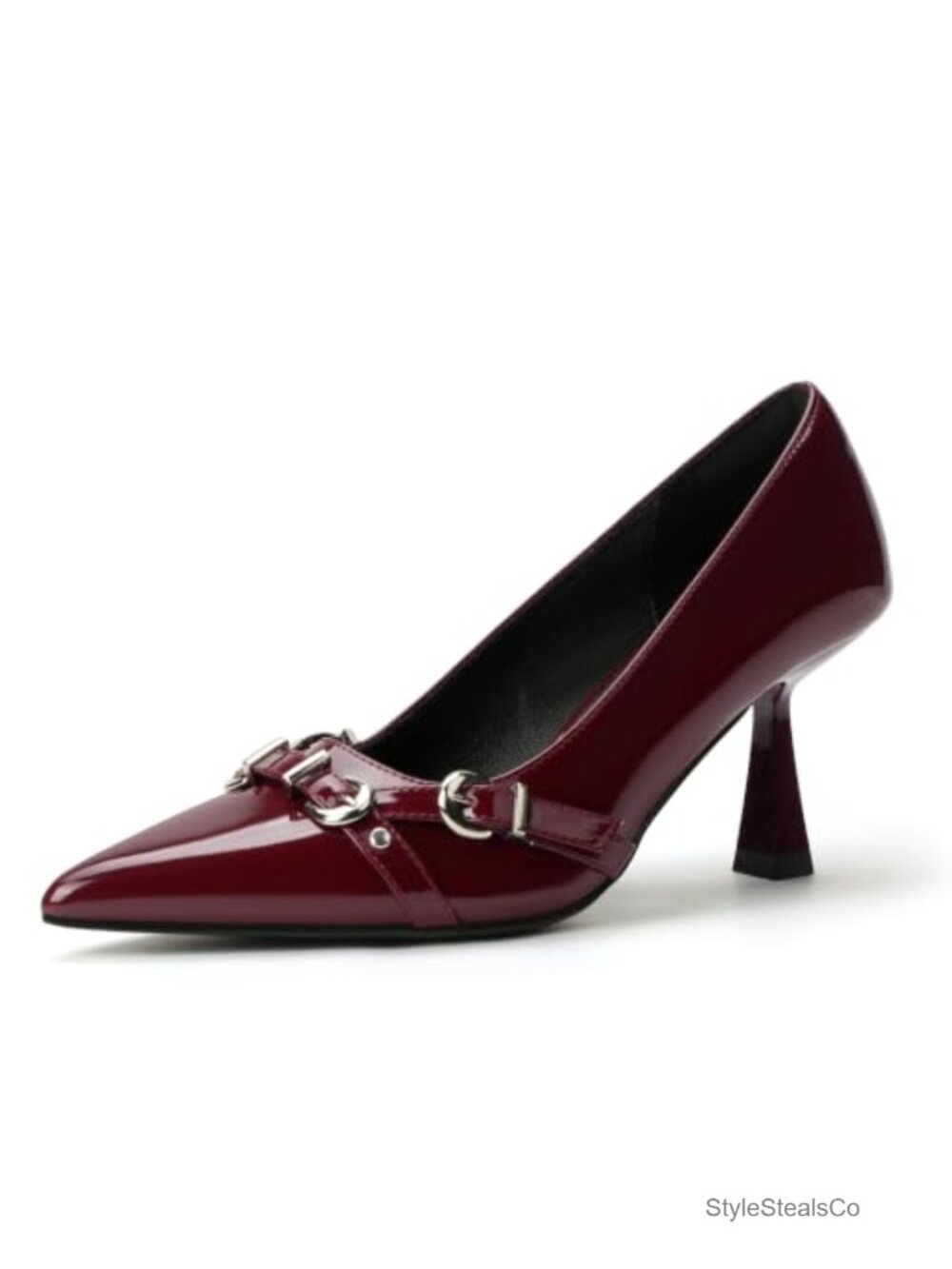 Kitten Heel Pumps Closed Pointed Toe Patent Dress Shoes Women